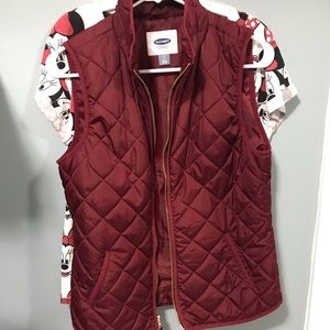 Brick red quilted vest